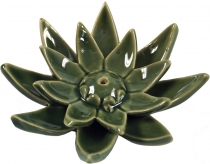 Ceramic incense holder Lotus green - model 16