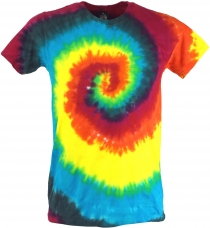 Regenbogen Batik T-Shirt, Herren Kurzarm Tie Dye Shirt - Spirale ..