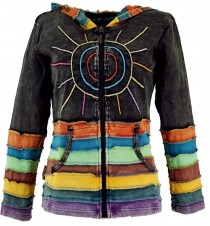 Rainbow jacket, jacket with pointed hood - black