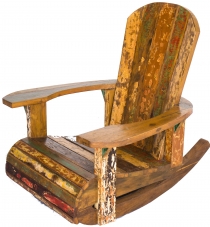 Rocking chair, wooden armchair recycled teak - model 8