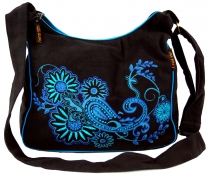 Schultertasche, Hippie Tasche, Goa Tasche - schwarz/blau