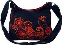 Schultertasche, Hippie Tasche, Goa Tasche - schwarz/rot