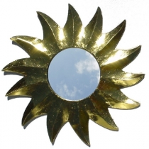 Sonnenspiegel, Deko Spiegel aus Holz in Sonnenform - gold 2