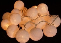 Stoff Ball Lichterkette, LED Kugel Lampion Lichterkette - weiß