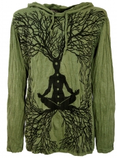 Sure Langarmshirt, Kapuzenshirt Meditation Chakra Buddha - olive