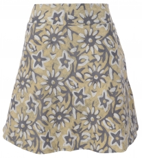 reversible skirt, Boho mini skirt - grey/mustard