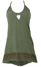 Boho longtop, top with great back - olive green