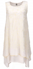 Ethno Midikleid, besticktes Sommerkleid, Lagenkleid - weiß