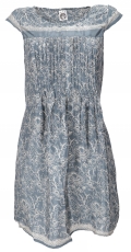 Mini dress boho style, simple summer dress - paisley dove blue