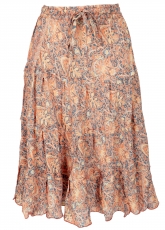 Silky tiered skirt, comfortable midi skirt, boho summer skirt - a..
