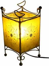 Hennalampe - Leder Tischlampe / Tischleuchte Madras - gelb