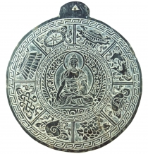 Tibetisches Steinbild, Relief aus Schiefer - Medizin Buddha 2