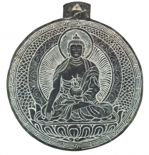 Tibetisches Steinbild, Relief aus Schiefer - Medizin Buddha 3