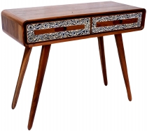 Small desk, hall table made of teak wood in retro design carved w..