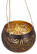 Hanging coconut tealight, decorative pot - model 6