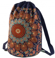 Gym bag backpack, Indian mandala shoulder bag, gym bag - orange