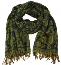 Soft pashmina scarf/stole with paisley pattern - green