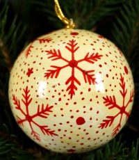 Upcycled papier mache Christmas ball, hand painted Christmas tree..