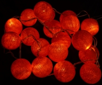 Stoff Ball Lichterkette, LED Kugel Lampion Lichterkette - orange