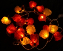 Blüten LED Lichterkette 20 Stk. Rose - rot/gelb/orange