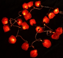Blüten LED Lichterkette 20 Stk. Rose - orange/rot