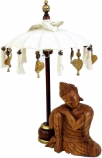 Zeremonienschirm, asiatischer Dekoschirm - klein / weiß