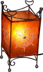 Hennalampe - Leder Tischlampe / Tischleuchte Madras - orange