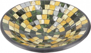 Runde Mosaikschale, Untersetzer, Dekoschale, handgearbeitete Keramik & Glas Obst Schale - Design 23