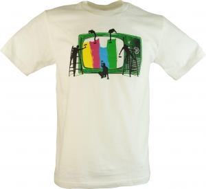 Fun Retro Art T-Shirt - Sendepause / weiß