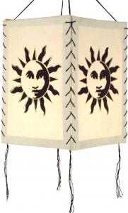 Lokta Papier Hänge Lampenschirm, Deckenleuchte aus handgeschöpftem Papier - Sonne 1 weiß - 28x18x18 cm 