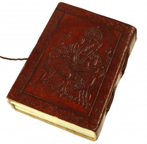 Notizbuch, Lederbuch, Tagebuch mit Ledereinband - Ganesh 9*12 cm 