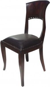 Stuhl im Kolonialstil mit gepolsterter Ledersitzfläche - Modell 1 - 95x45x45 cm 