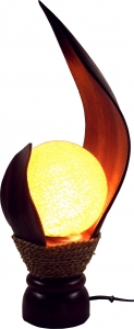 Palmenblatt Tischlampe / Tischleuchte, in Bali handgemacht aus Naturmaterial, Palmholz - Modell Livia - 35x18x18 cm 