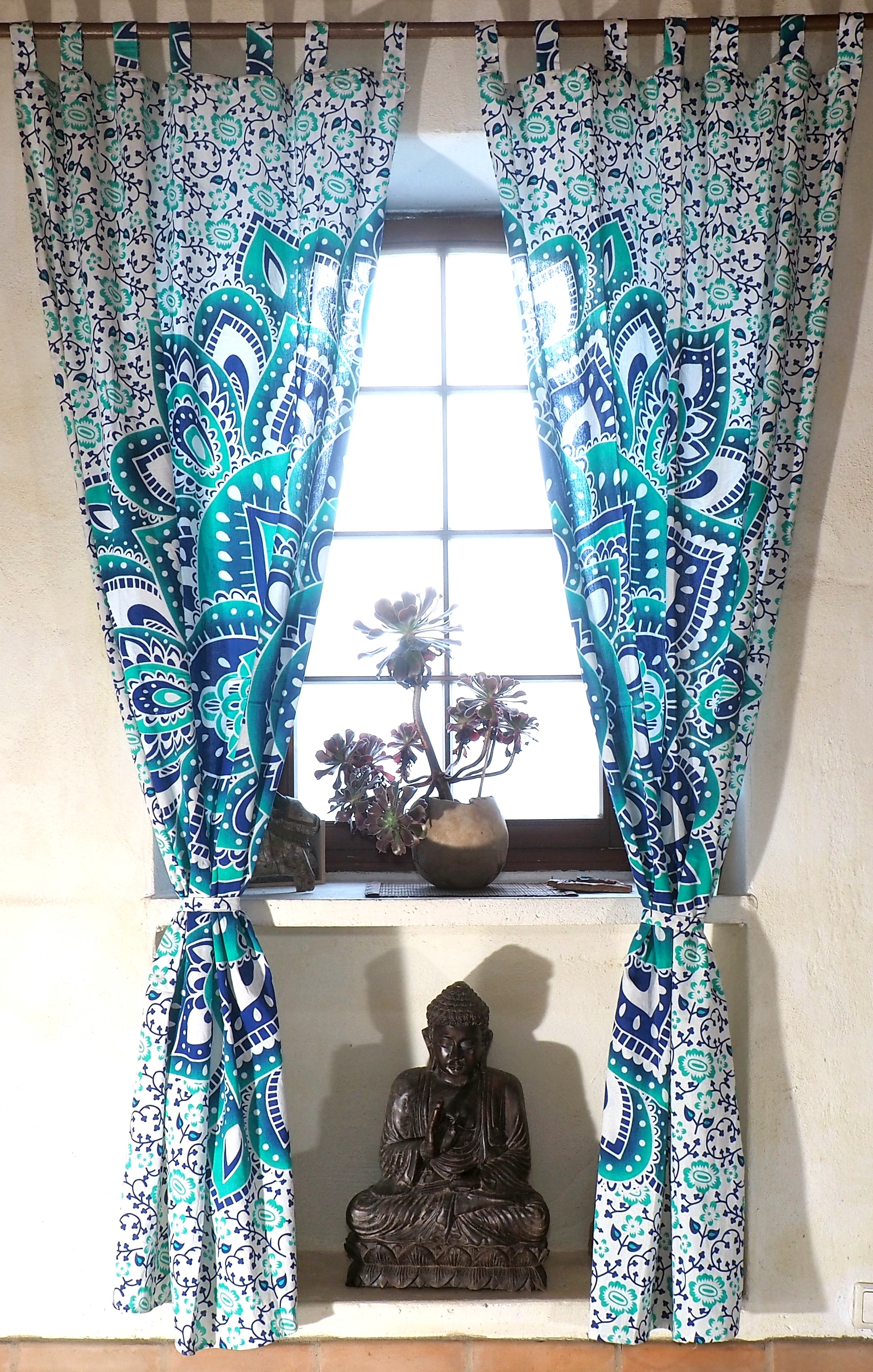 Vorhang-Gardine 1 Mandala Shop Gardinen Motiv - Vorhänge Paar Schlaufen mit Guru