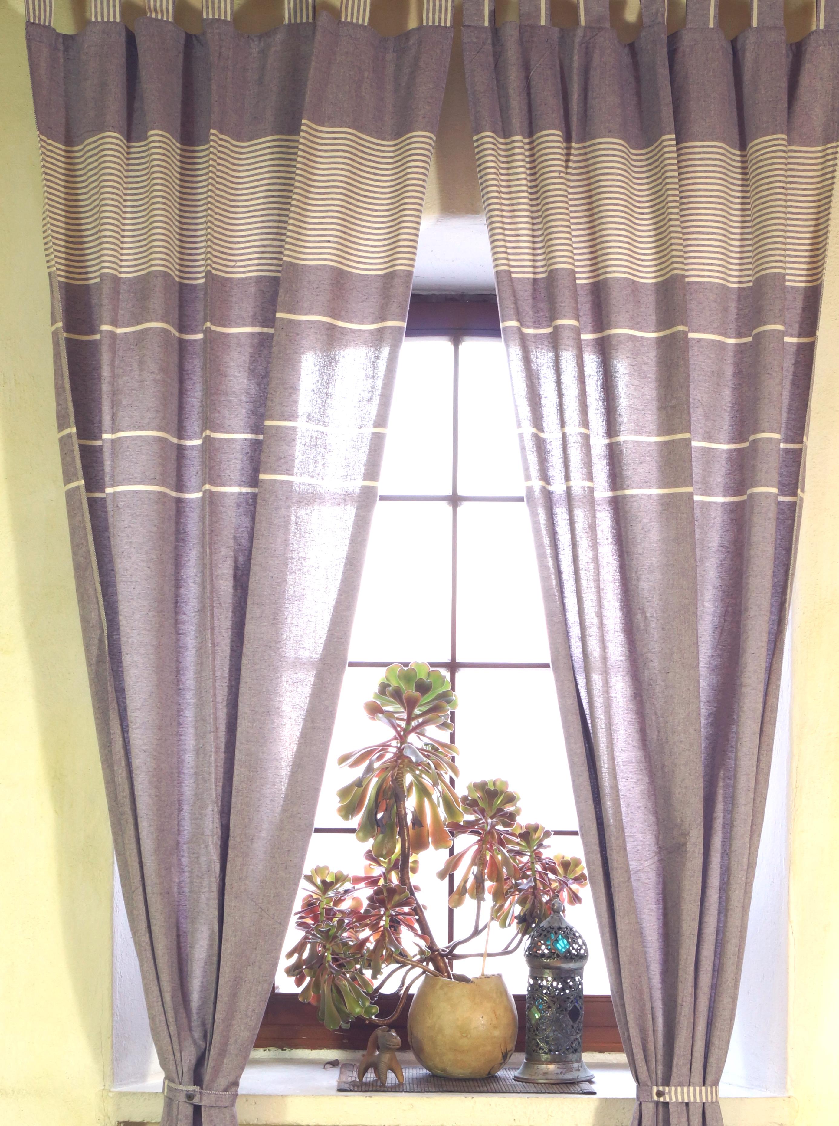 1 Paar gewebter Vorhänge aus lila Baumwolle | grob Shop Gardinen Guru 