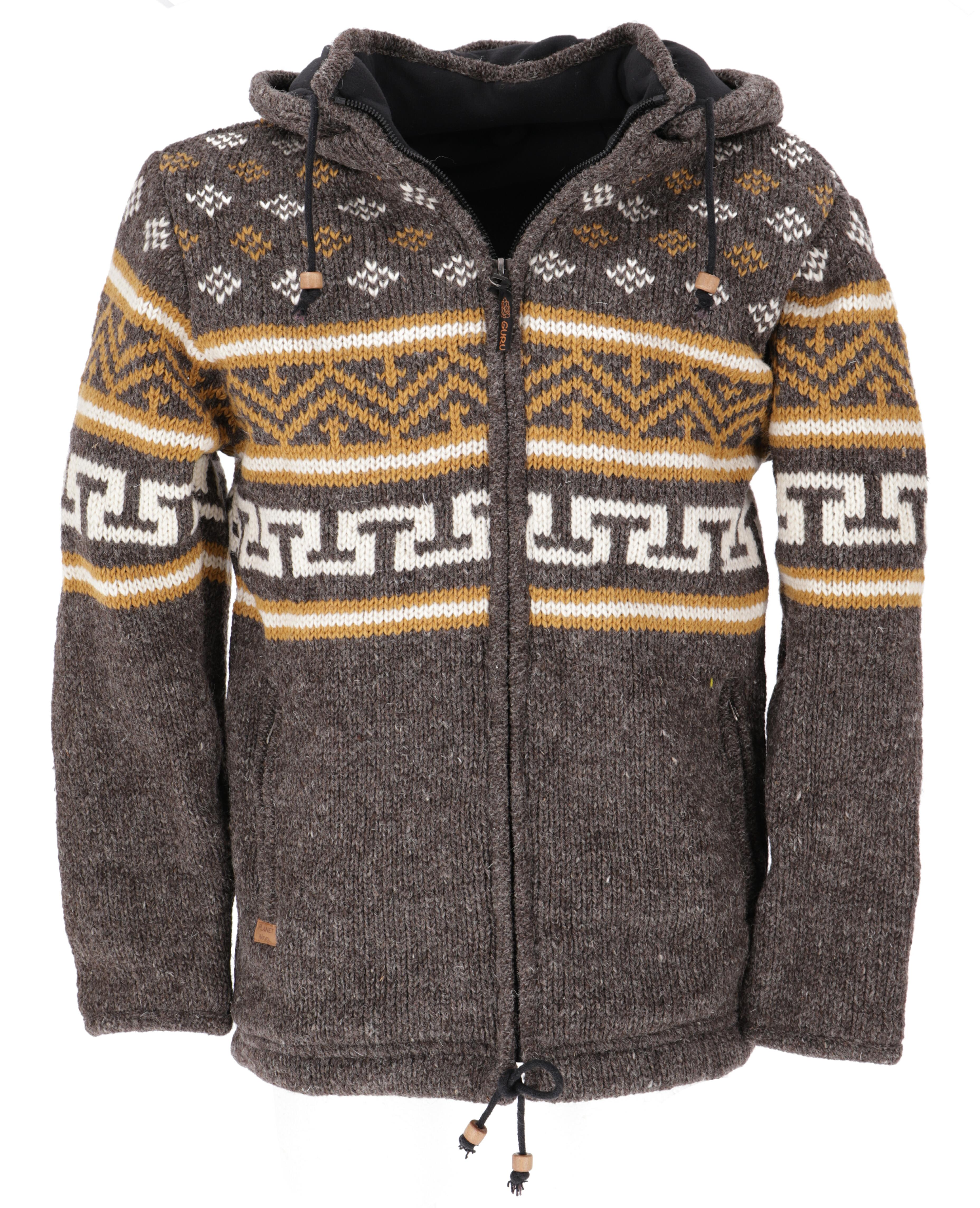 bredde Afvise tilstrækkelig Nordic pattern wool jacket, cardigan brown/mustard - model 4