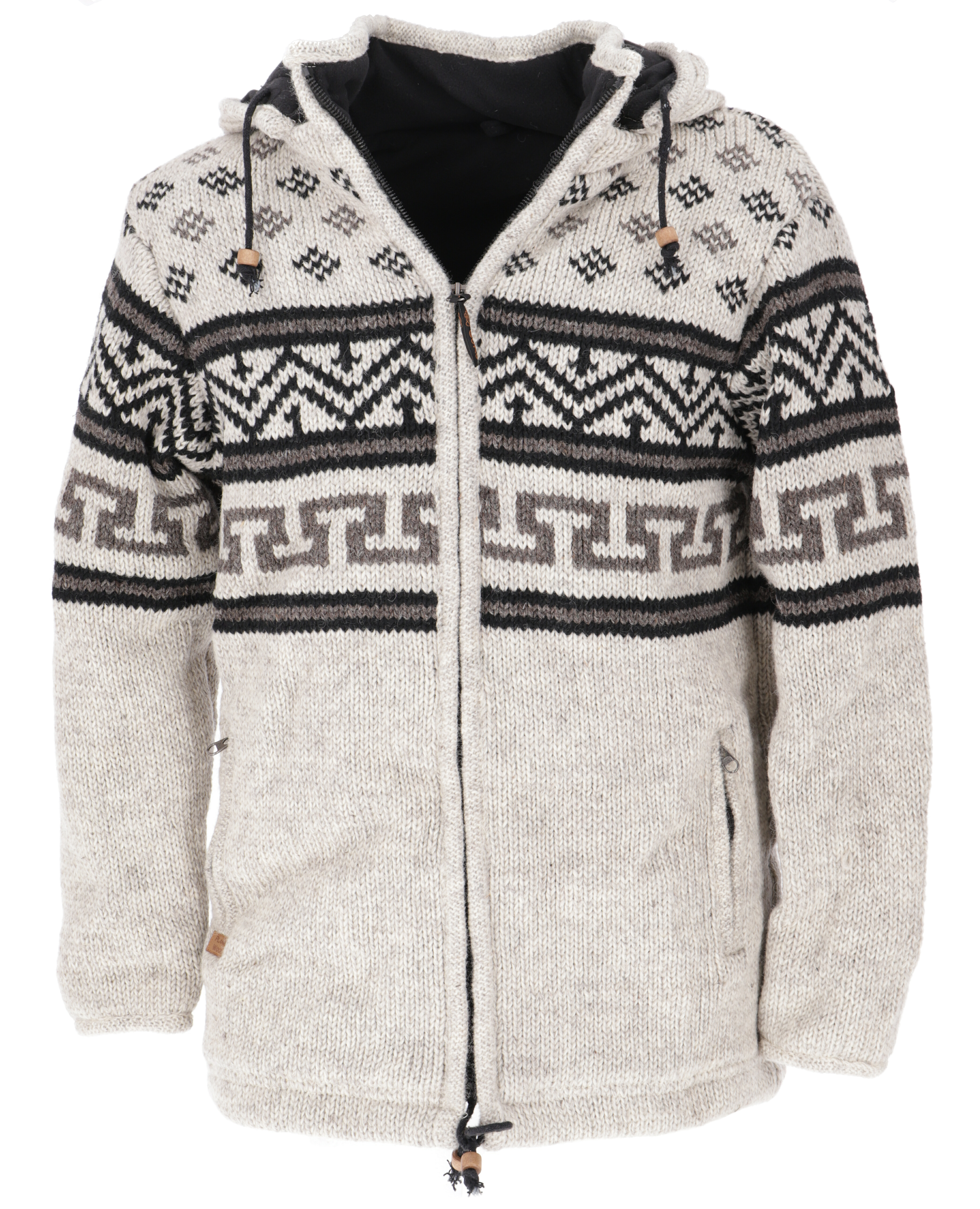 Kassér tendens Tilstand Nordic pattern wool jacket, cardigan light gray/black - model 5