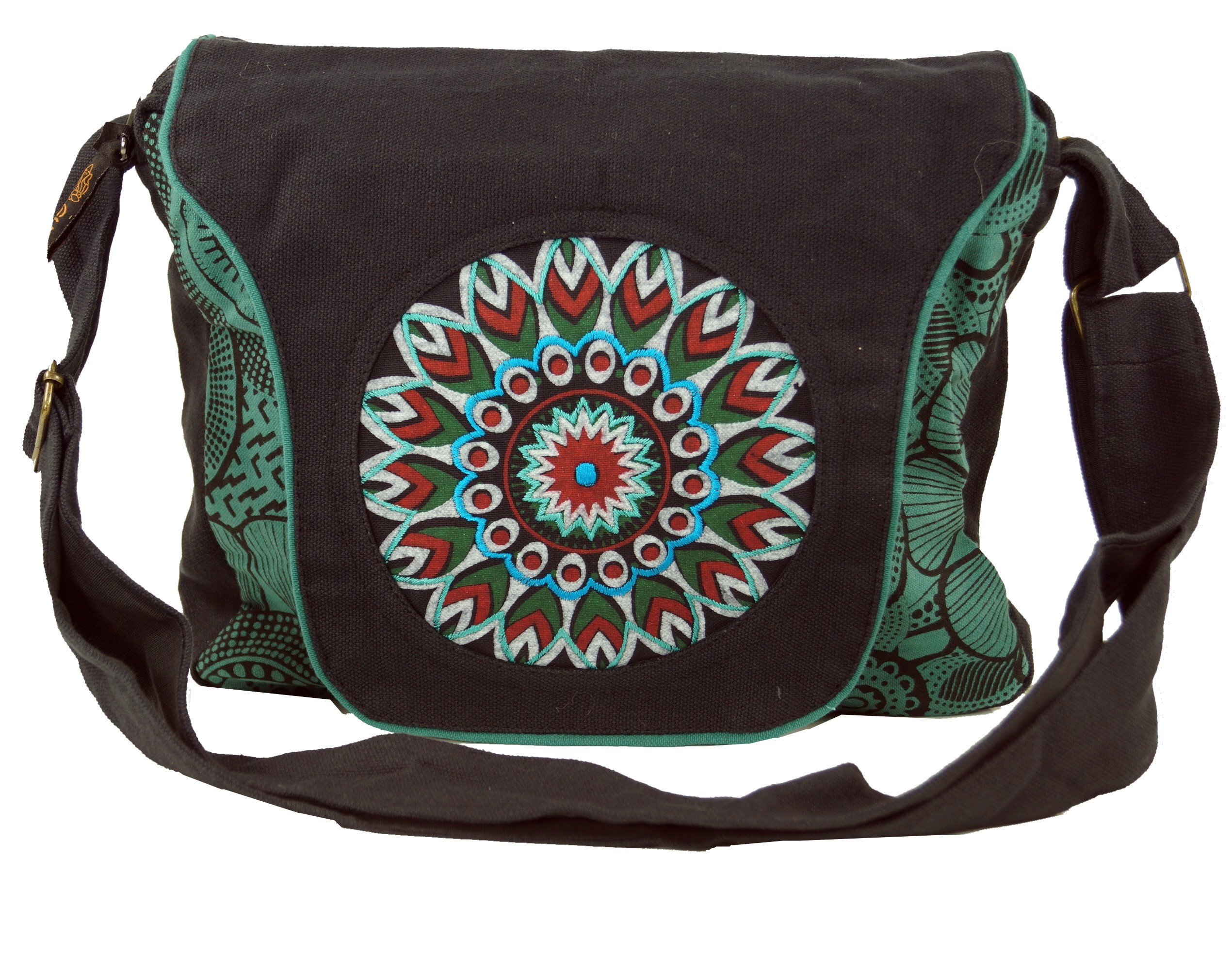 25x25x7 cm GURU SHOP Schultertasche Handtasche aus Stoff Baumwolle Hippie Tasche Goa Tasche Alternative Umhängetasche Herren/Damen Braun 
