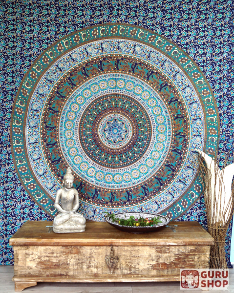 135 x 215 cm Indische Decke Tagesdecke Wandbehang Überwurf Dekoration Mandala 