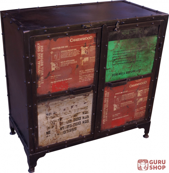 Metal Cabinet With Old Metal Signs In Industrial Design Model 3