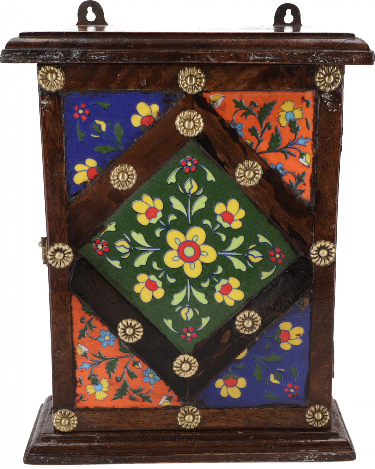 Key box with tile ornament - Design 4 - 27x21x8 cm 