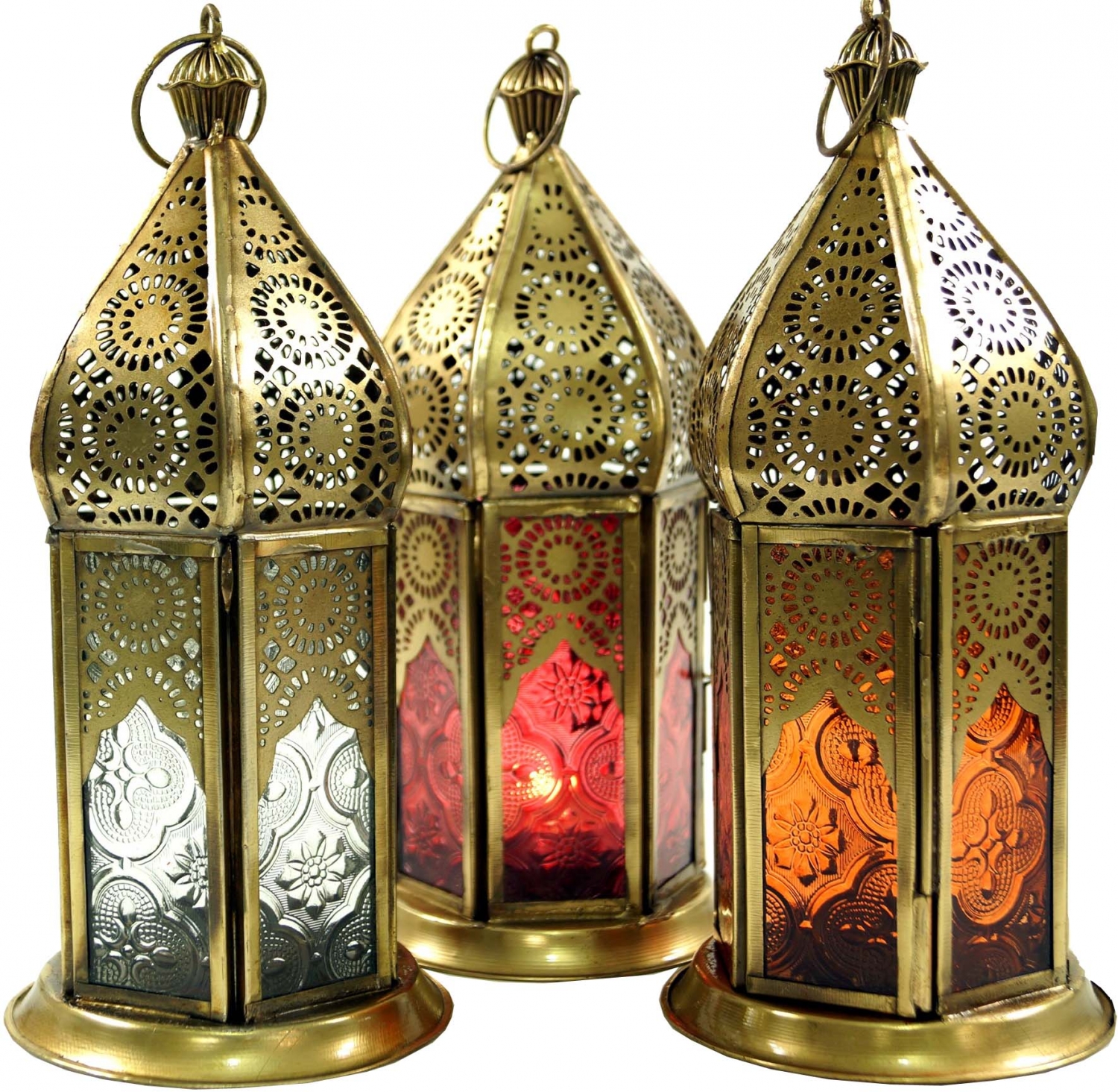 Windlicht Orientalische Metall/Glas Laterne in marrokanischem Design 