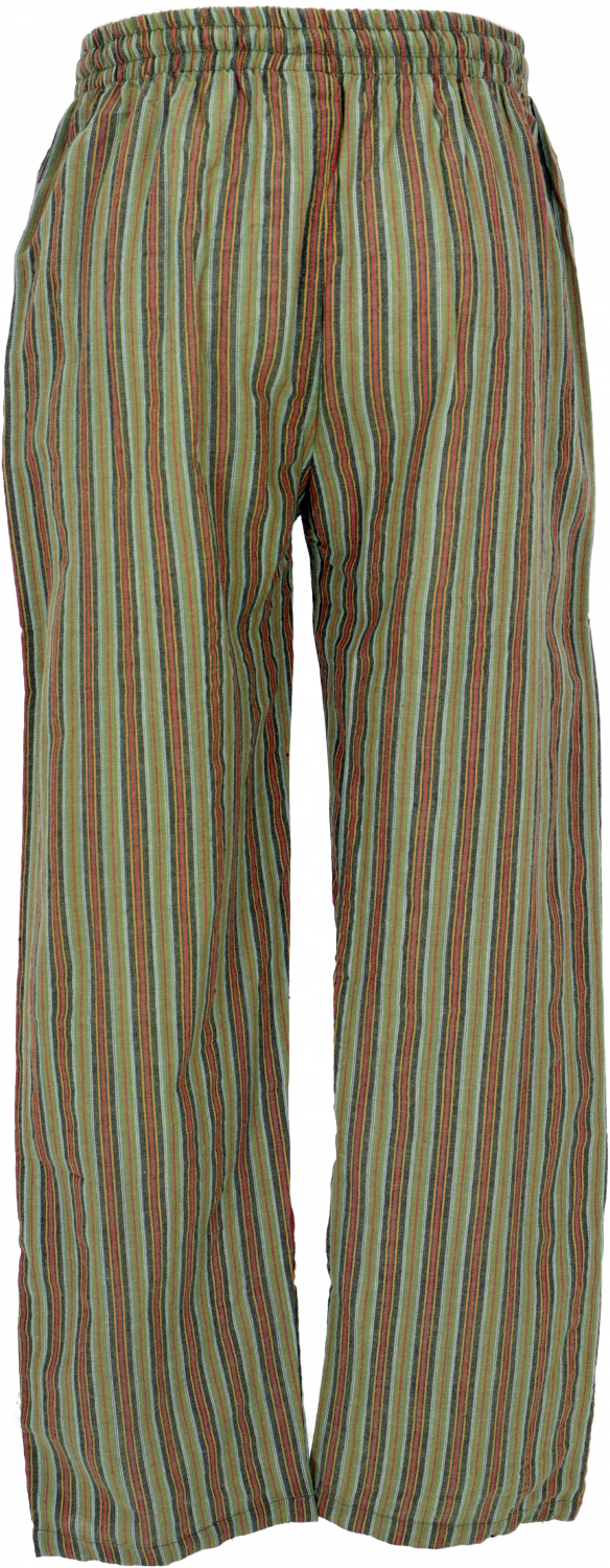 Gestreifte Yogahose, Unisex Baumwoll-Goa-Hose - gr�n