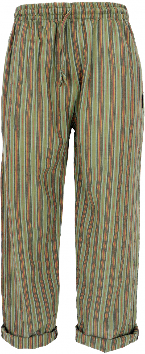 Gestreifte Yogahose, Unisex Baumwoll-Goa-Hose - gr�n