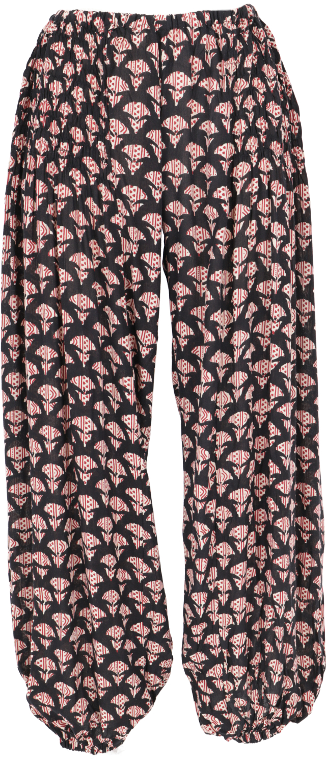 Luftige Muckhose, Boho Pluderhose, Pumphose - schwarz/beige