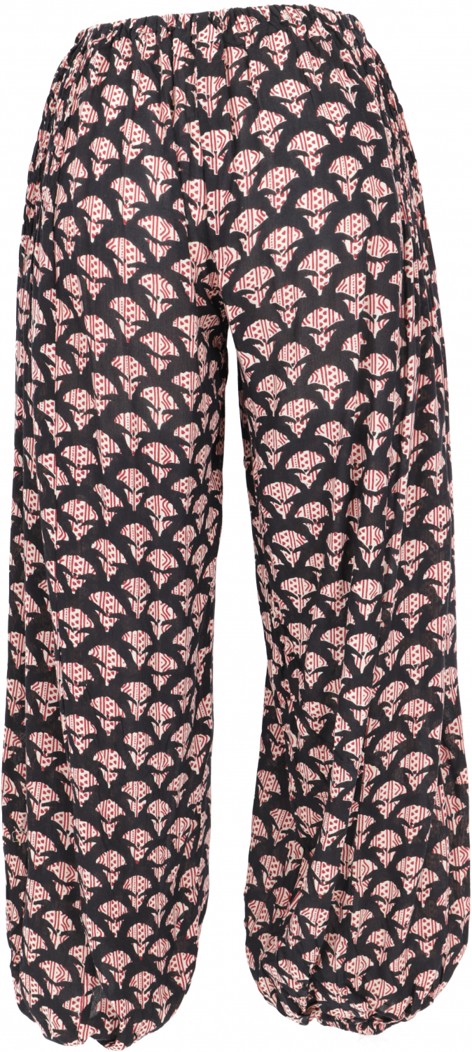 Luftige Muckhose, Boho Pluderhose, Pumphose - schwarz/beige