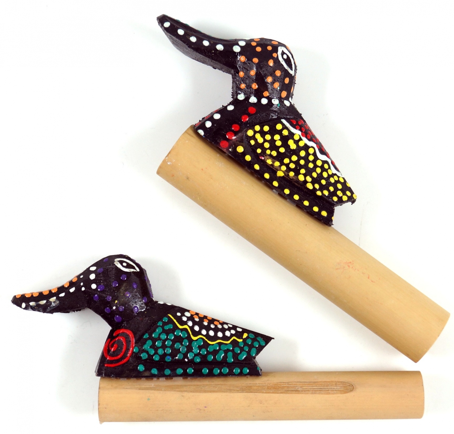 Musikinstrument aus Holz, handgearbeitet Pfeife, Fl�te, Spa� Trompete - Bambus Tr�te 3 - 6x13x2,5 cm 