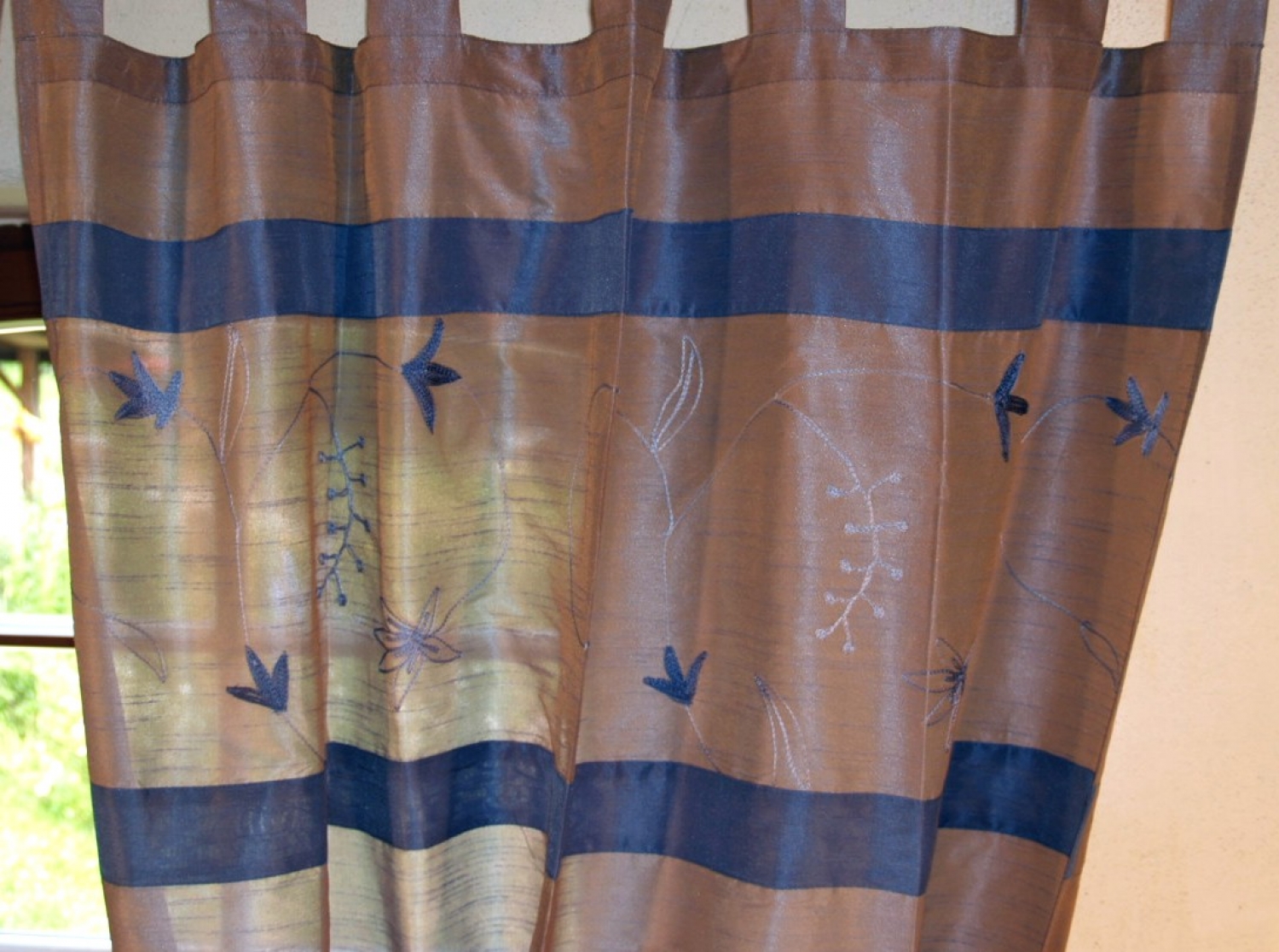 Vorhang, Gardine (1 Paar Vorhänge, Gardinen) - blau / grau