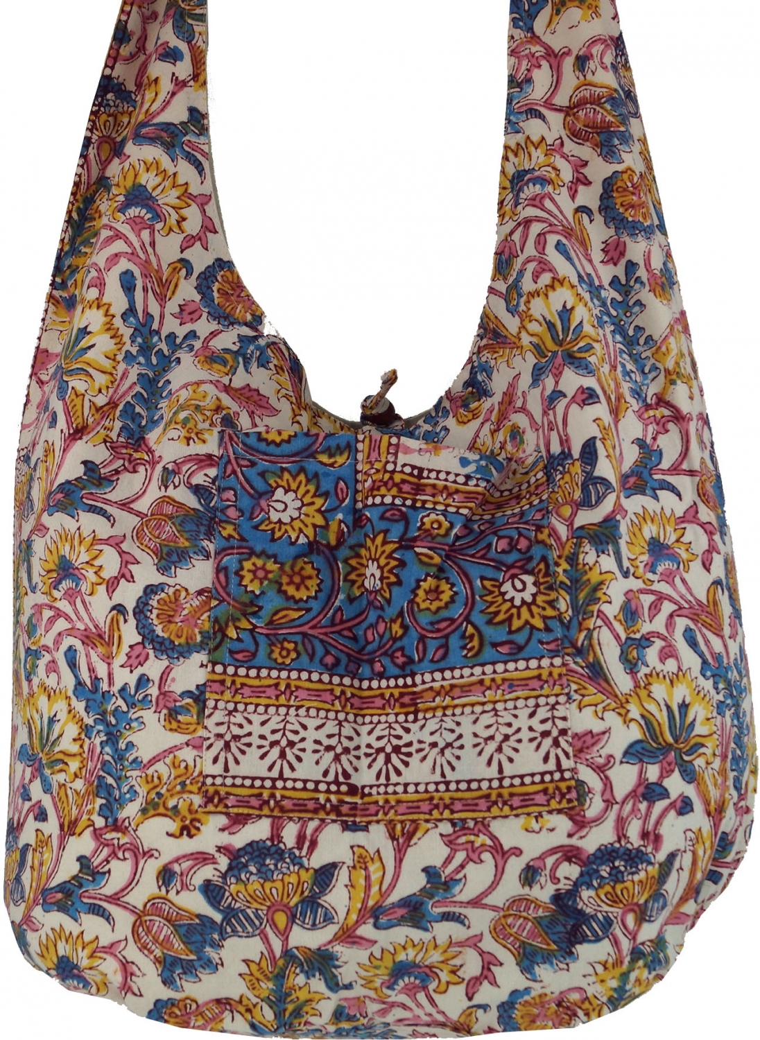 Sadhu Bag, shoulder bag, block print hippie shoulder bag - blue/floral ...