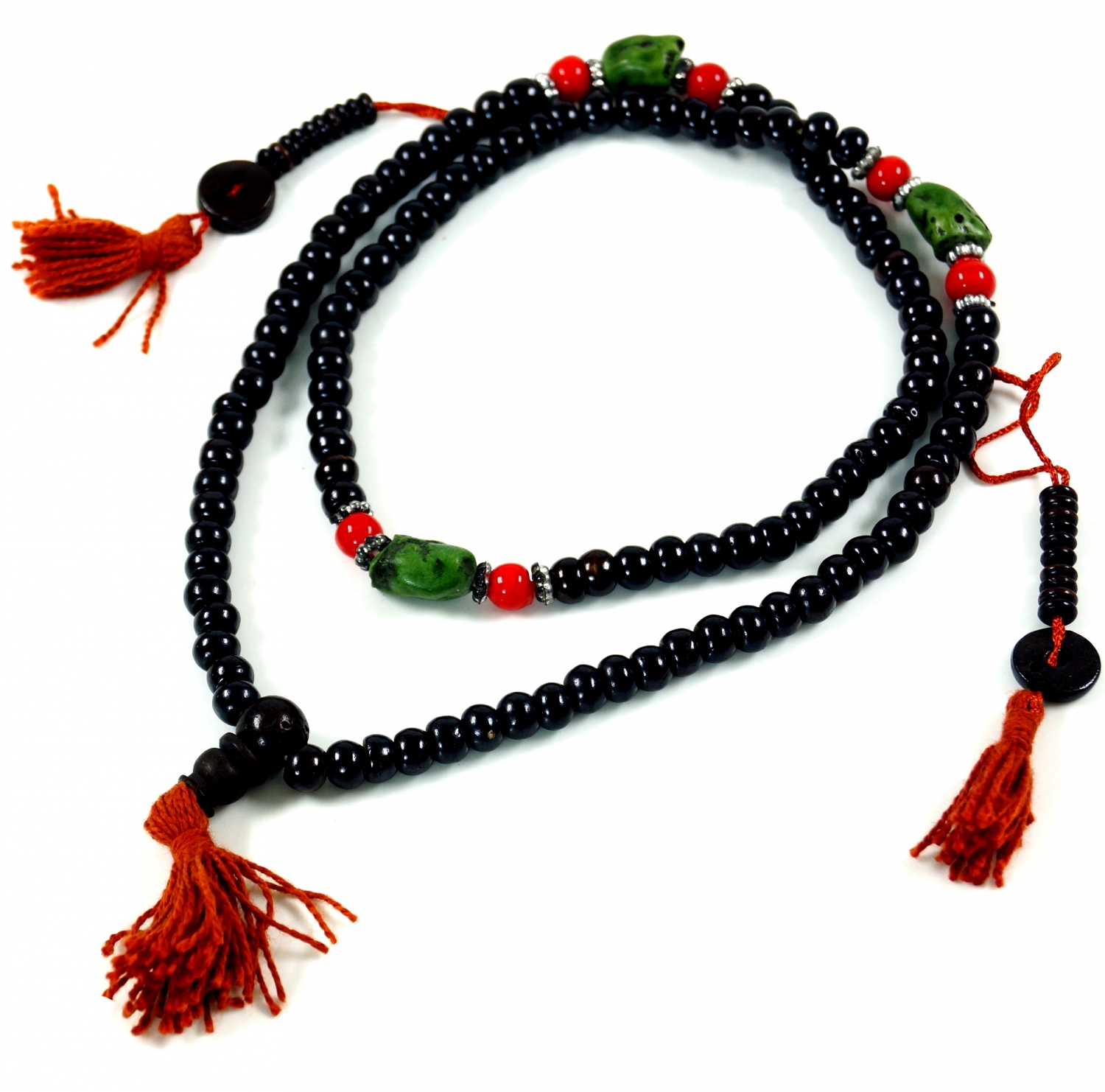 Ethno Kette Buddhistische Gebetskette Naturmaterialien Holz Perlen schwarz NEU! 